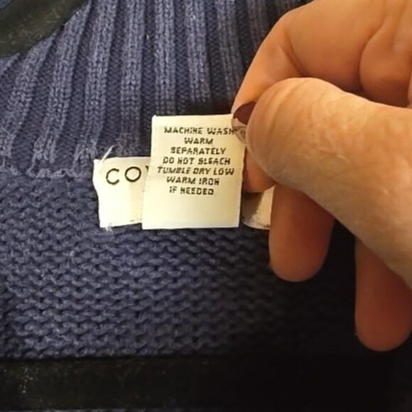 Covington Sweater Fair Isle Quarter Zip Cotton Snowflake Ski Winter Blue Men XL - Picture 9 of 10